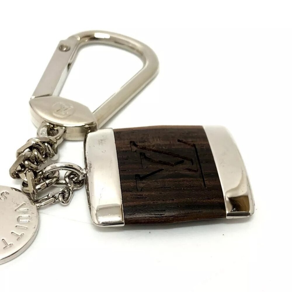 LOUIS VUITTON Porte-Clairvoy Key ring Bag Charm Wood / Metal Brown/Silver - Picture 7 of 7